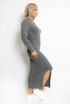 Round Neck Side Slit Knitted Dress