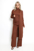 Three Piece Top  Cardigan And Wide Leg Trouser Set 