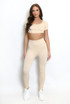 Ribbed Curved Crop Top and Leggings Gym Set