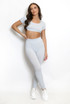 Ribbed Curved Crop Top and Leggings Gym Set