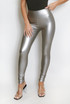 Grey High Waist Sleek PU Leggings