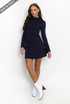 High Neck Shift Mini Dress With Open Cuff