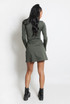 High Neck Shift Mini Dress With Open Cuff