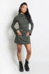 High Neck Shift Mini Dress With Open Cuff