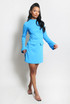 High Neck Shift Mini Dress With Open Cuff