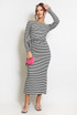 Monochrome Stripe Midi Dress