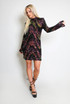 Sequin Wavy Print High Neck Mini Dress