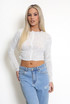 Sheer Wavy Long Sleeve Crop Top