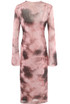 Tie Dye Print Mesh Long Sleeve Maxi Dress