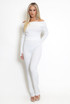 Off Shoulder Knitted Jumper And Wide Leg Trouser Set