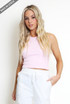 Ribbed Round Neck Muscle Back Crop Tops