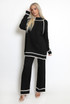 High Neck Knitted Jumper And Wide Leg Trouser Set