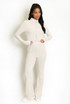 Zip Front Rib Top And Flare Trouser Set