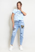 Sequin Patch Slim Jeans