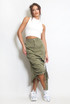 Ruched Front Cargo Midi Skirt
