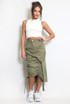 Ruched Front Cargo Midi Skirt