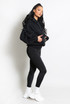 Ruched Sleeves Pocketed Hoodie And Leggings Set