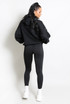 Ruched Sleeves Pocketed Hoodie And Leggings Set