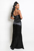 Satin Ruched Zip Up Back Maxi Dress