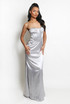 Satin Ruched Zip Up Back Maxi Dress