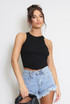 Fine Knit Ribbed Round Neck Crop Tops