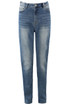 Blue Washed High Waisted Mom Fit Jeans