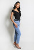 Blue Belted Ripped Mom Jeans