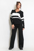 Striped Knitted Jumper And Wide Leg Trouser Set