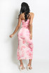 Tie Dye Mesh Ruched Front Slit Maxi Skirt