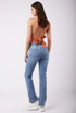 Light Blue Ankle Slit Straight Leg Denim Jeans