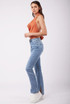 Light Blue Ankle Slit Straight Leg Denim Jeans