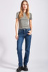 Dark Blue High Waist Straight Leg Denim Jeans