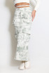 Tie Dye Print Cargo Pocketed Midi Skirt