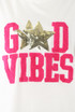 Sequin Good Vibes Slogan Round Neck T-Shirt