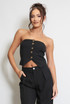 Button Front Tailored Bandeau Top