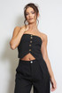 Button Front Tailored Bandeau Top