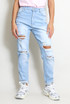 Faded Ripped Denim Mom Jeans