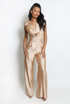 Corsage Shoulder Plunge Front Jumpsuit