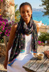 Floral Monogram Silk Blend Scarf