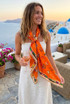 Floral Monogram Silk Blend Scarf