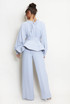 Round Neck Belted Blouse And Wide Leg Trouser Co-Ords