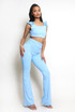 Frilled Open Back Crop Tops And Flare Trouser Co-Ords