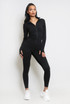 Zip Front Long Sleeve Top And Legging Gym Set