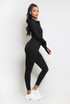 Zip Front Long Sleeve Top And Legging Gym Set