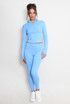Zip Front Long Sleeve Top And Legging Gym Set