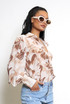 Floral Print Chiffon Blouse With Cuff