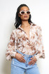 Floral Print Chiffon Blouse With Cuff