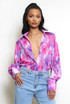 Floral Print Chiffon Blouse With Cuff