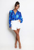 Floral Print Chiffon Blouse With Cuff