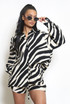 Animal Print Collared Blouse